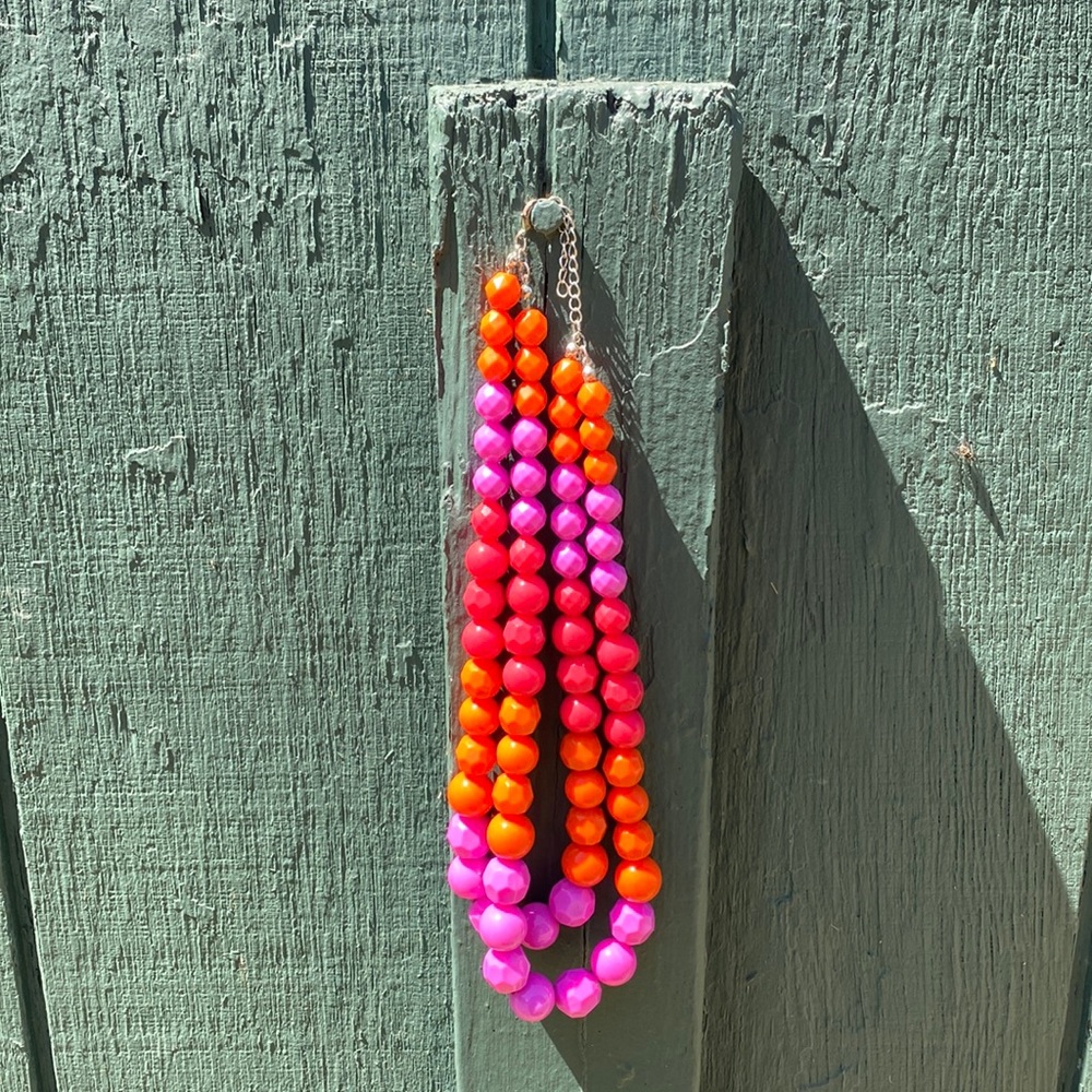 Pinks and orange double strand necklace clasp closure